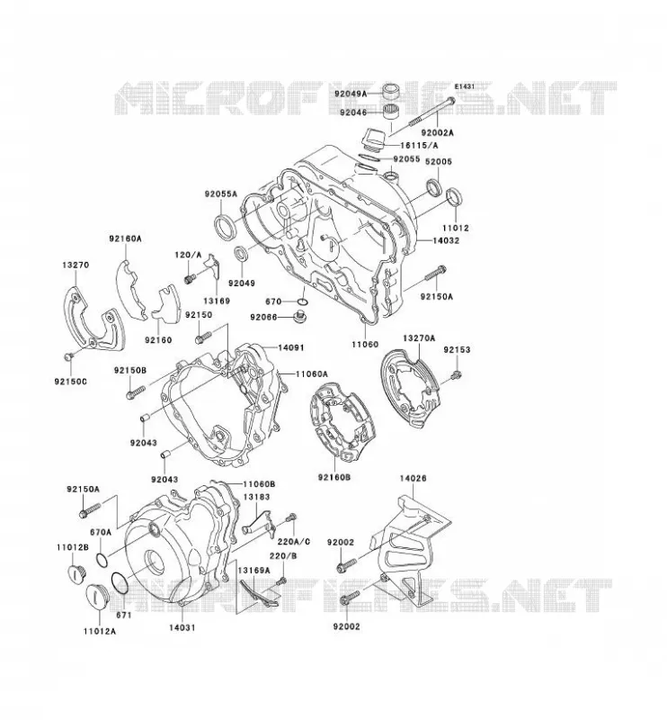 COUVERCLES MOTEUR Kawasaki MOTOS 650 2007 KLR650  KL650A7F