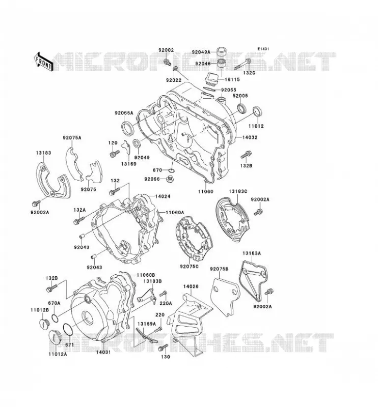 COUVERCLES MOTEUR Kawasaki MOTOS 650 1990 TENGAI  KL650-B2
