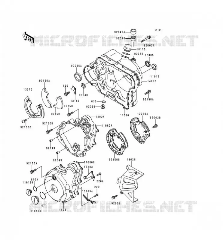 COUVERCLES MOTEUR Kawasaki MOTOS 650 1995 KLR650  KL650-C1