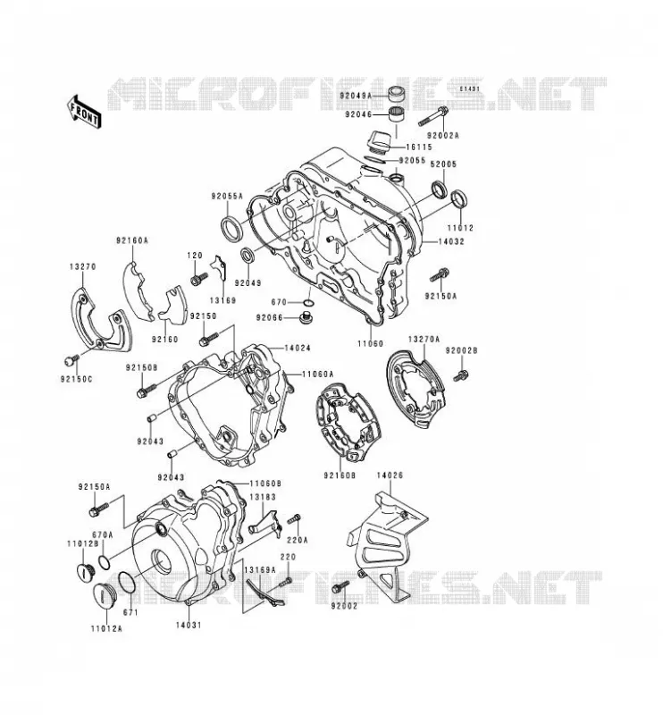 COUVERCLES MOTEUR Kawasaki MOTOS 650 1997 KLR650  KL650-C3