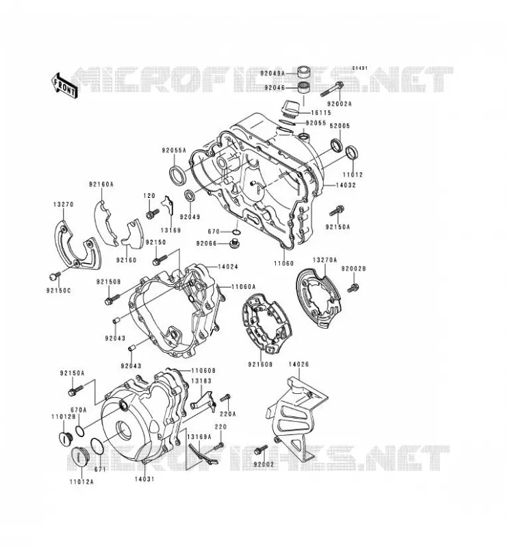 COUVERCLES MOTEUR Kawasaki MOTOS 650 1998 KLR650  KL650-C4