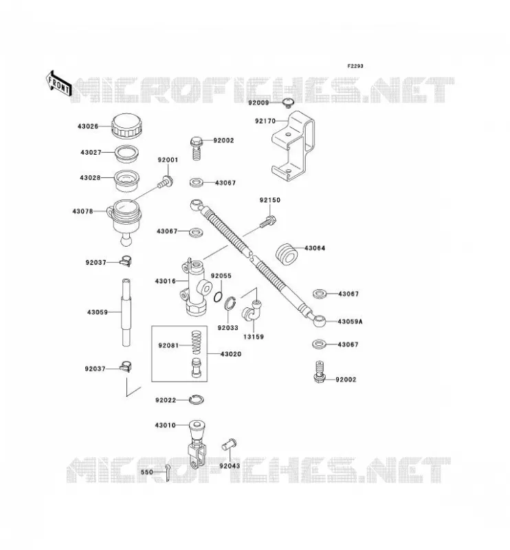 MAITRE CYLINDRE ARRI&Egrave;RE Kawasaki MOTOS 650 2000 KLR650  KL650-C6