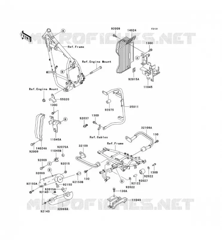PIECE DE CADRE (COUVERTURE) Kawasaki MOTOS 650 2001 KLR650  KL650-C7