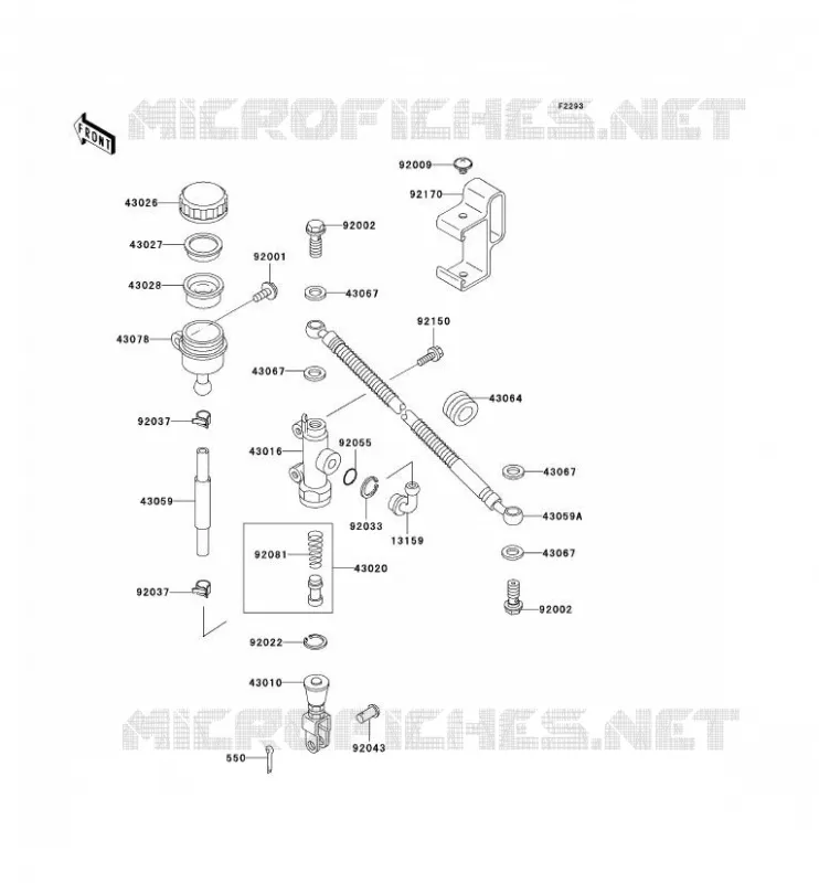 MAITRE CYLINDRE ARRI&Egrave;RE Kawasaki MOTOS 650 2002 KLR650  KL650-C8