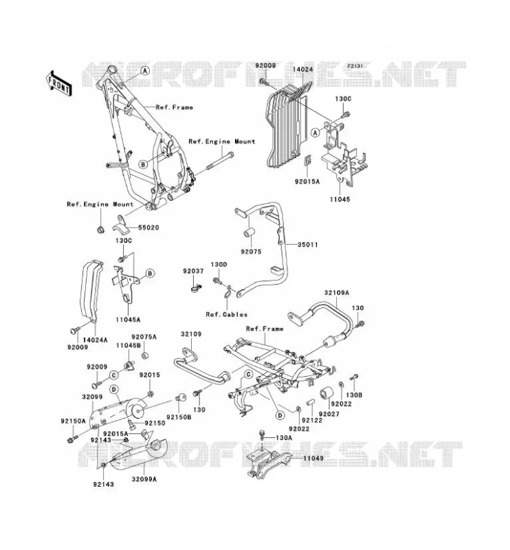 PIECE DE CADRE (COUVERTURE) Kawasaki MOTOS 650 2002 KLR650  KL650-C8