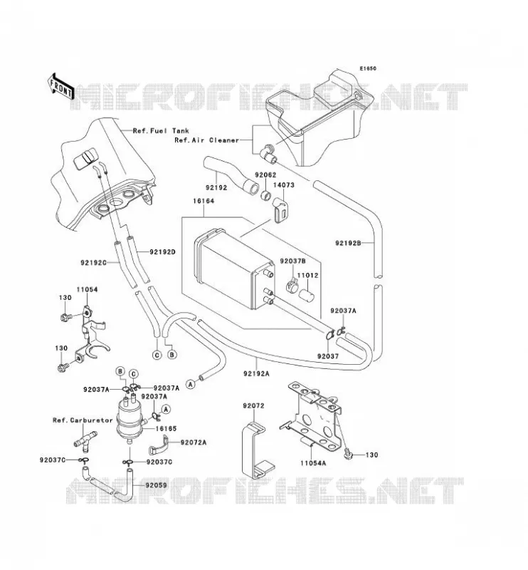 SYSTEME D'EVAPORATION CARBURANT Kawasaki MOTOS 650 2008 KLR650  KL650E8F