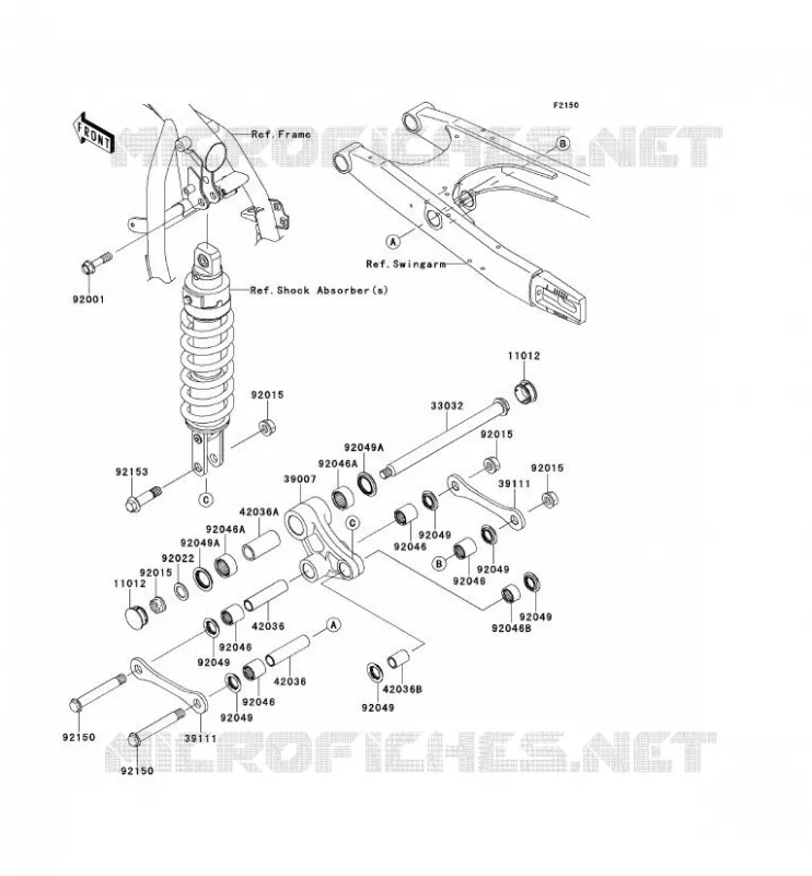 SUSPENSION ARRI&Egrave;RE Kawasaki MOTOS 650 2008 KLR650  KL650E8F