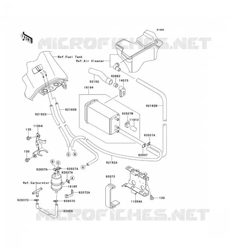 SYSTEME D'EVAPORATION CARBURANT Kawasaki MOTOS 650 2008 KLR650  KL650E8F