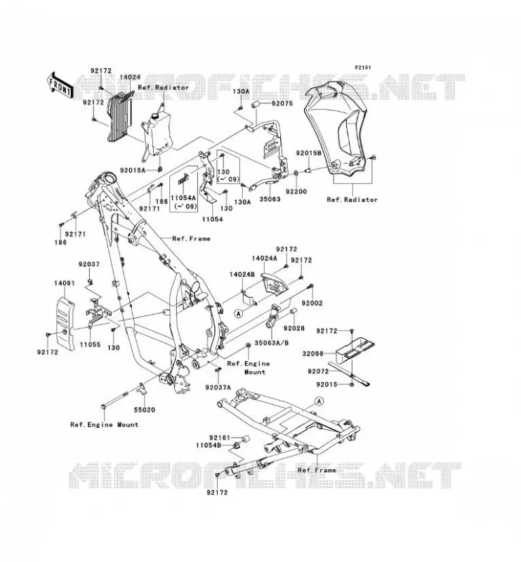 PIECE DE CADRE (COUVERTURE) Kawasaki MOTOS 650 2009 KLR650  KL650E9F