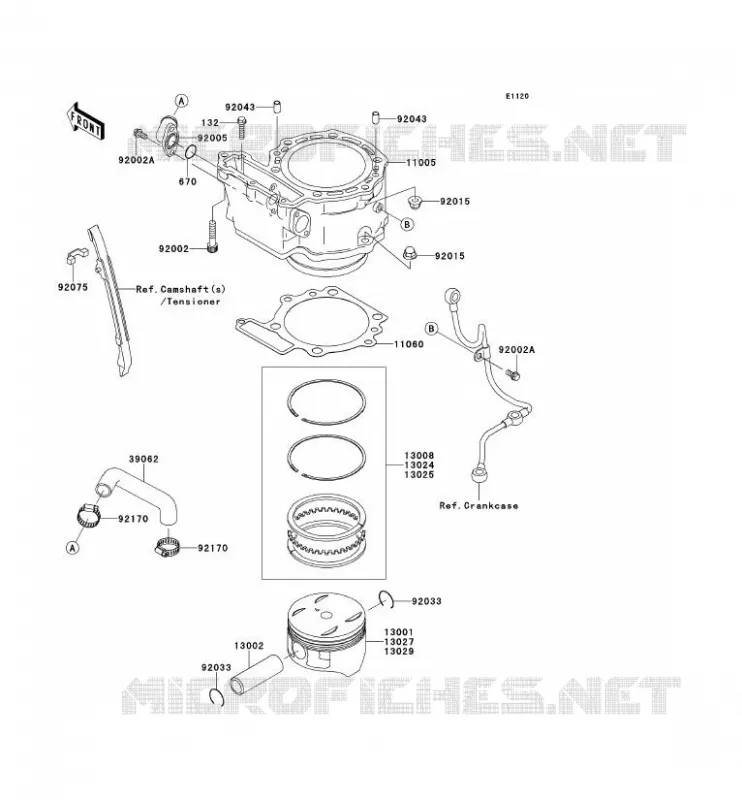 CYLINDRE/PISTON Kawasaki MOTOS 650 2010 KLR650  KL650EAF