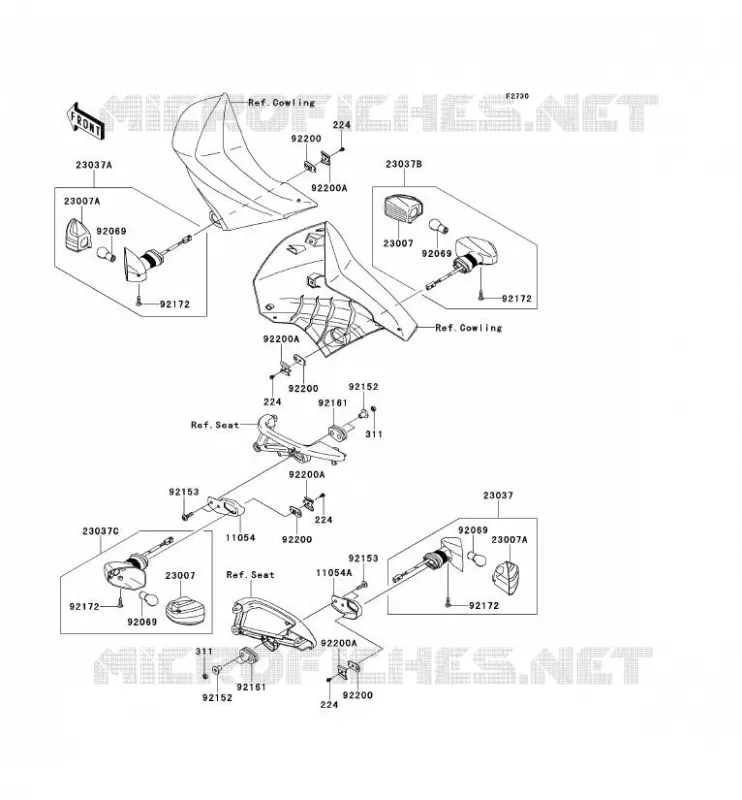 CLIGNOTANTS Kawasaki MOTOS 650 2011 KLR650  KL650EBF