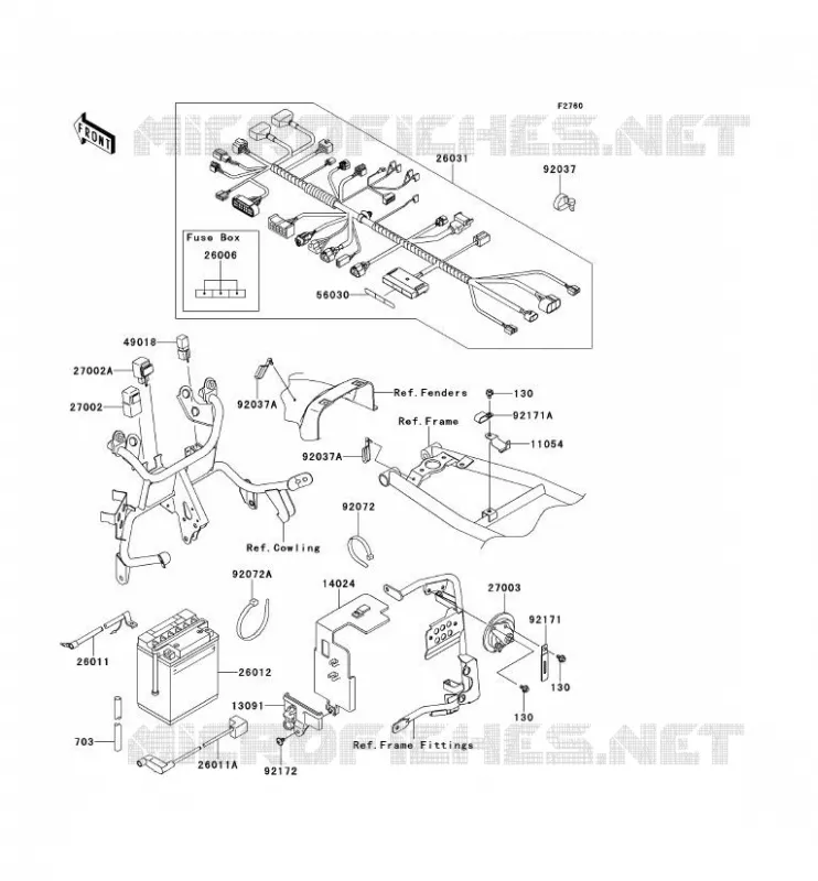 CHASSIS EQUIPMENT ELECTRIQUE Kawasaki MOTOS 650 2012 KLR650  KL650ECF