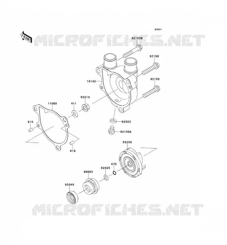 POMPE &Agrave; EAU Kawasaki MOTOS 650 2012 KLR650  KL650ECF