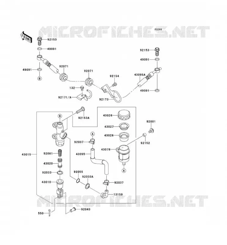 MAITRE CYLINDRE ARRI&Egrave;RE Kawasaki MOTOS 650 2012 KLR650  KL650ECF