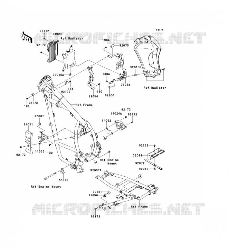 PIECE DE CADRE (COUVERTURE) Kawasaki MOTOS 650 2012 KLR650  KL650ECF