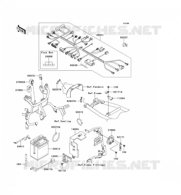 CHASSIS EQUIPMENT ELECTRIQUE Kawasaki MOTOS 650 2014 KLR650  KL650EES