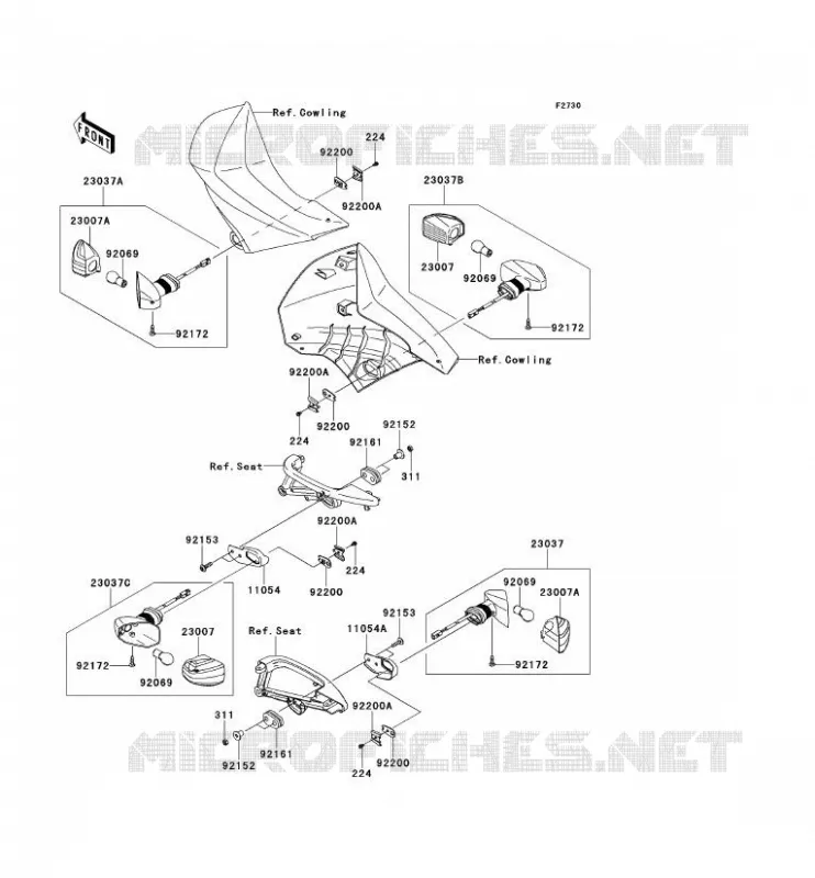 CLIGNOTANTS Kawasaki MOTOS 650 2014 KLR650  KL650EES