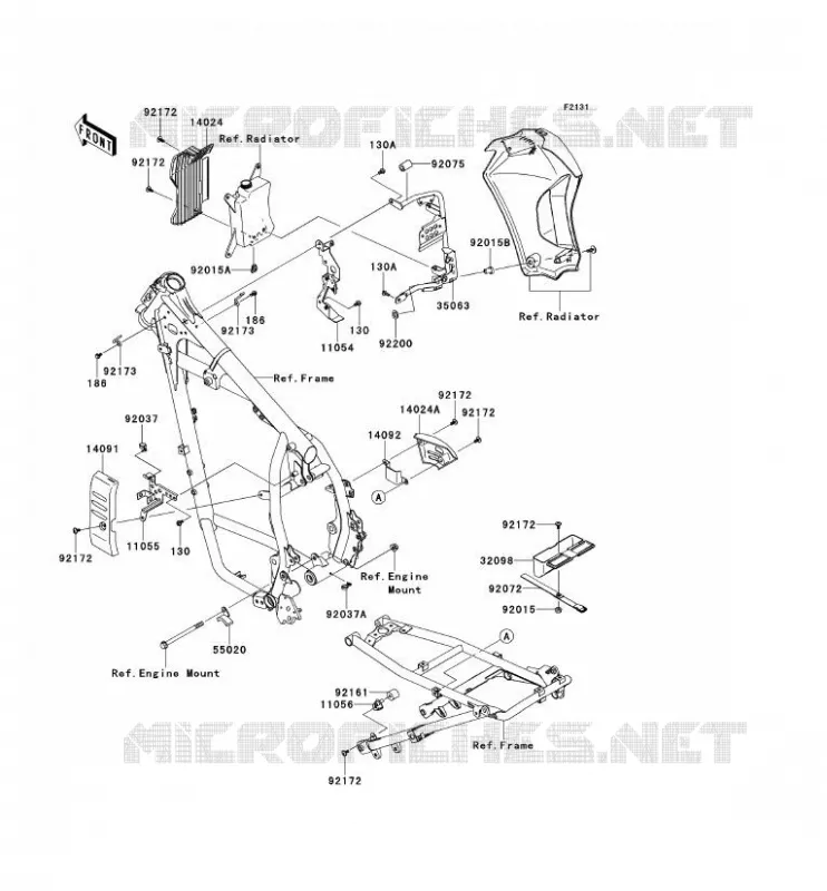PIECE DE CADRE (COUVERTURE) Kawasaki MOTOS 650 2014 KLR650  KL650EES