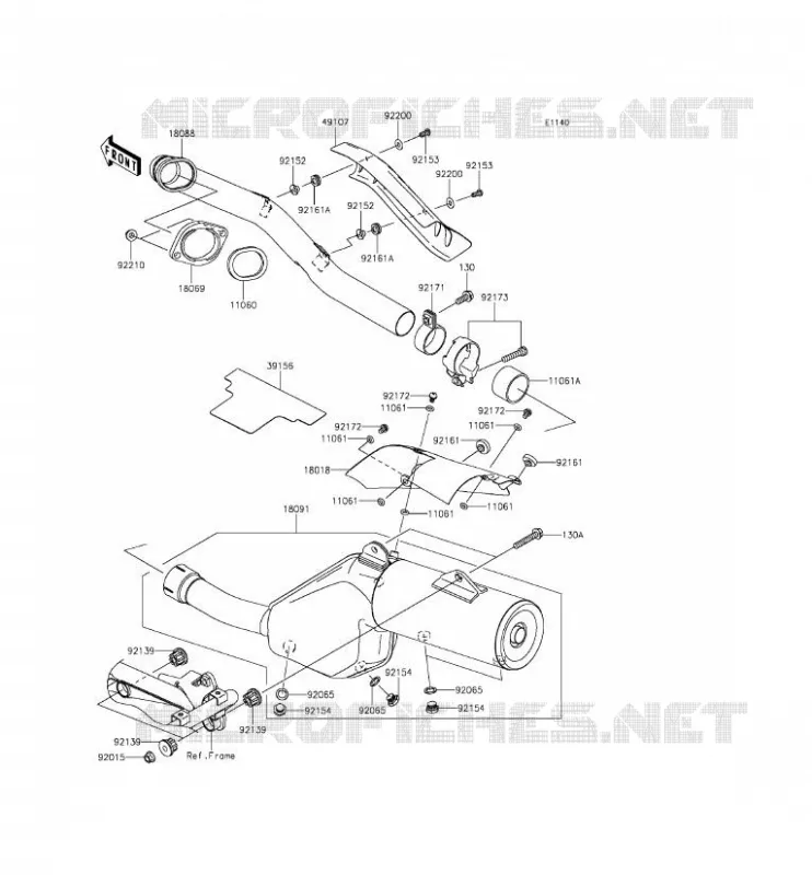 &Eacute;CHAPPEMENT Kawasaki MOTOS 650 2015 KLR650  KL650EFF