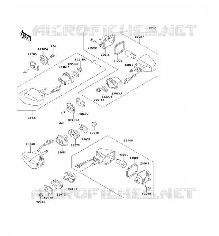 CLIGNOTANTS Kawasaki MOTOS 500 1991 KLE500  KLE500-A1