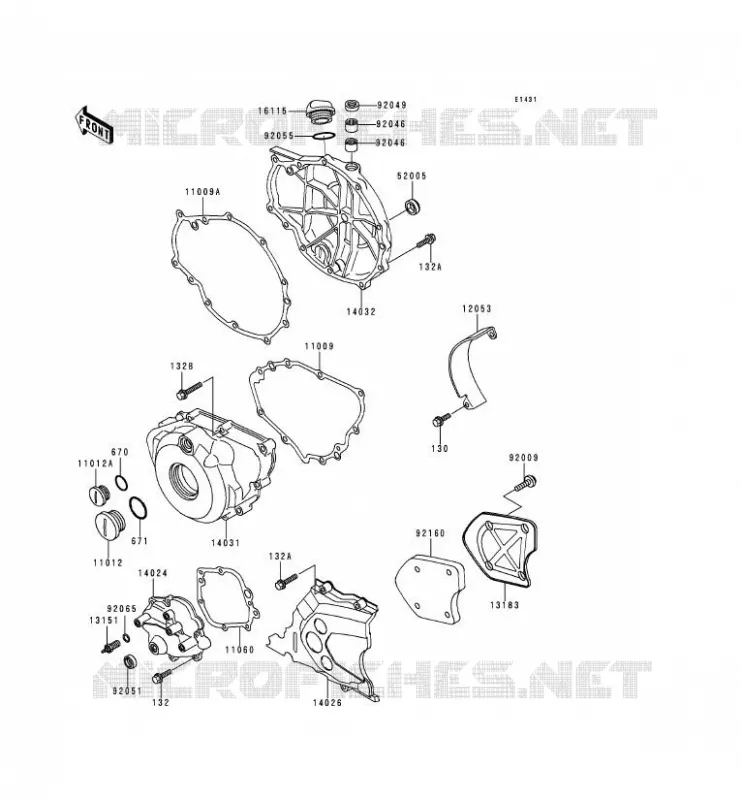 COUVERCLES MOTEUR Kawasaki MOTOS 500 2000 KLE500  KLE500-A10