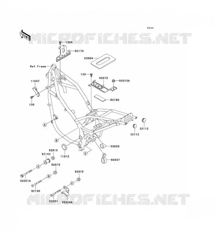 PIECE DE CADRE (COUVERTURE) Kawasaki MOTOS 500 2001 KLE500  KLE500-A11