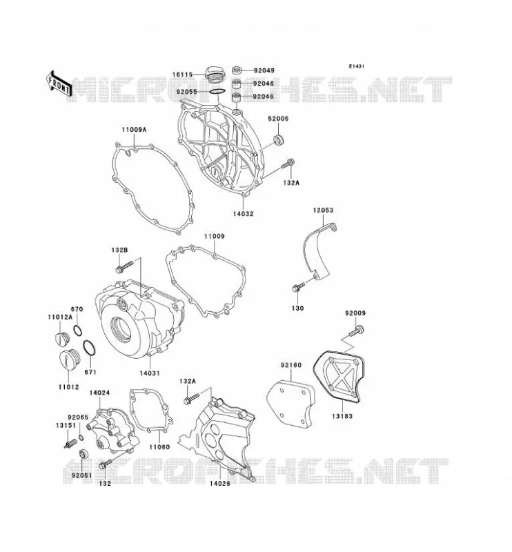 COUVERCLES MOTEUR Kawasaki MOTOS 500 2001 KLE500  KLE500-A11