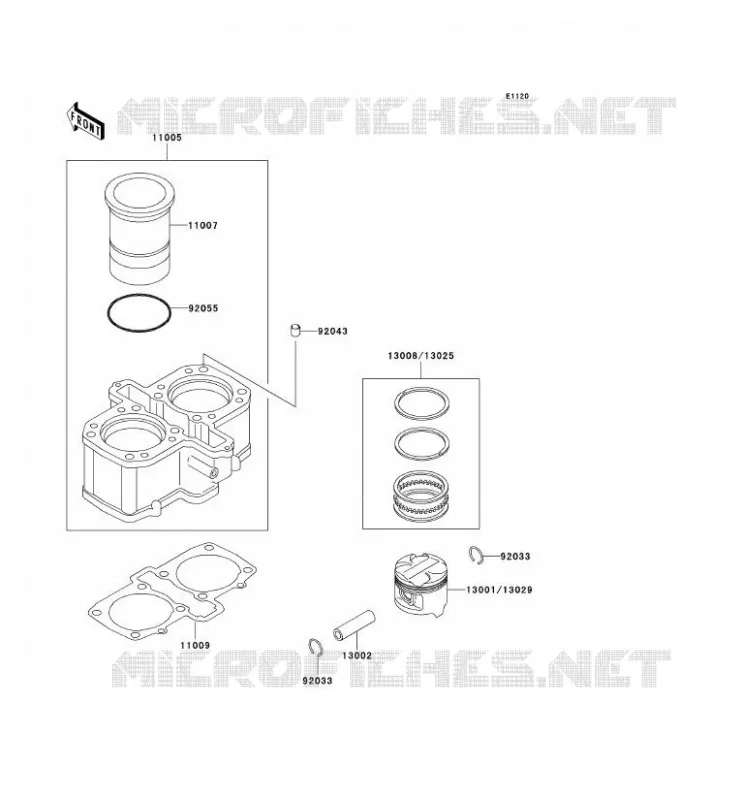 CYLINDRE/PISTON Kawasaki MOTOS 500 2001 KLE500  KLE500-A11