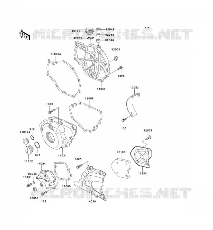 COUVERCLES MOTEUR Kawasaki MOTOS 500 2002 KLE500  KLE500-A12