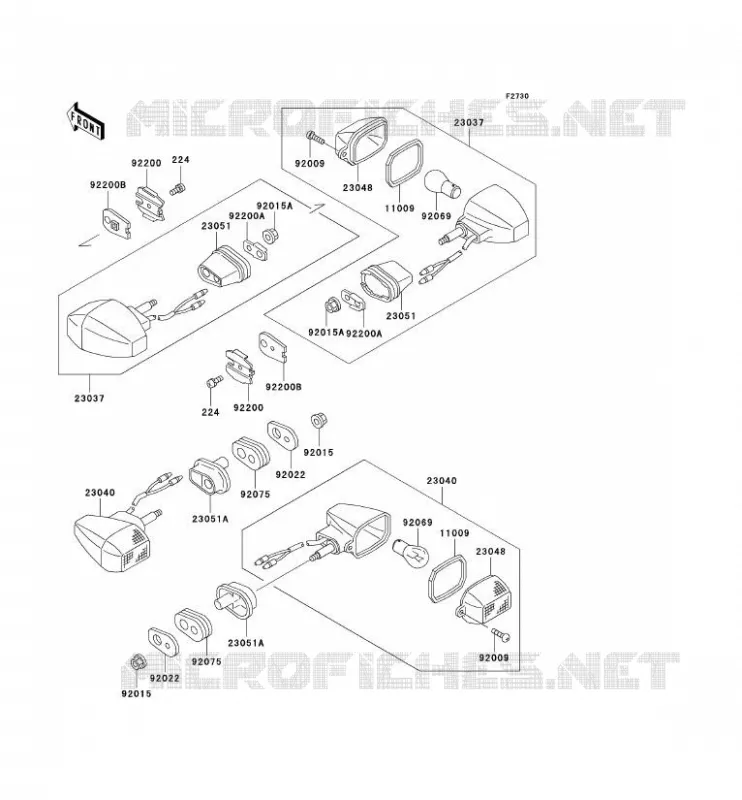 CLIGNOTANTS Kawasaki MOTOS 500 2003 KLE500  KLE500-A13