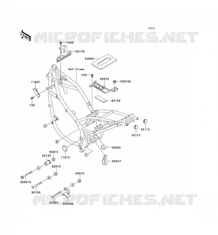 PIECE DE CADRE (COUVERTURE) Kawasaki MOTOS 500 1993 KLE500  KLE500-A3