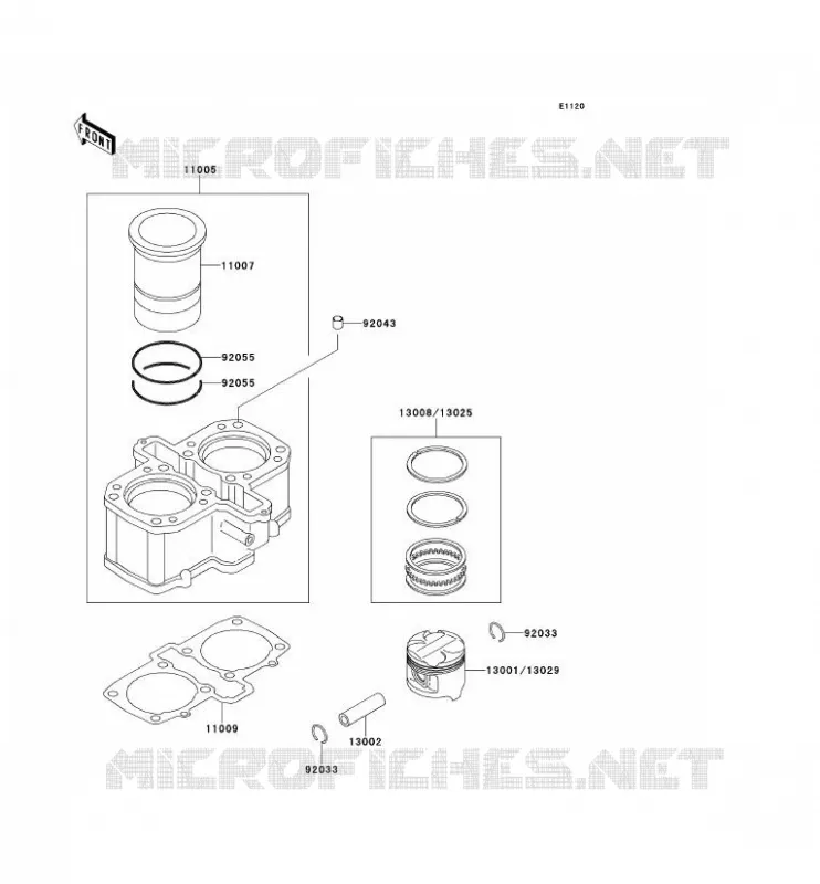 CYLINDRE/PISTON Kawasaki MOTOS 500 1993 KLE500  KLE500-A3