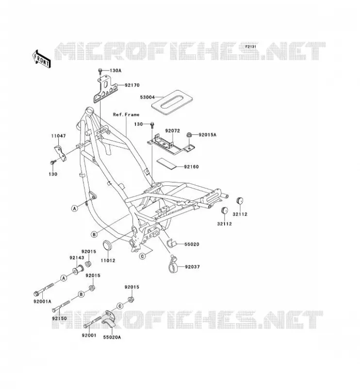 PIECE DE CADRE (COUVERTURE) Kawasaki MOTOS 500 1993 KLE500  KLE500-A3