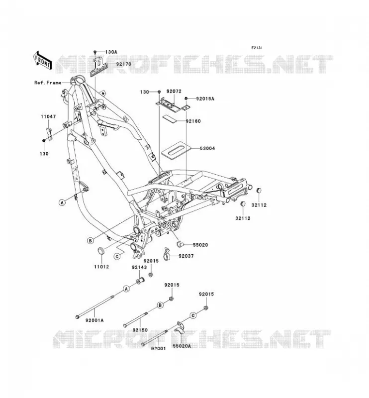 PIECE DE CADRE (COUVERTURE) Kawasaki MOTOS 500 2005 KLE500  KLE500-B1P