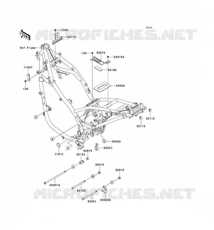 PIECE DE CADRE (COUVERTURE) Kawasaki MOTOS 500 2006 KLE500  KLE500B6F