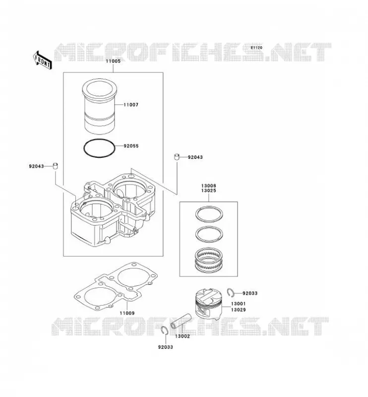 CYLINDRE/PISTON Kawasaki MOTOS 500 2007 KLE500  KLE500B7F