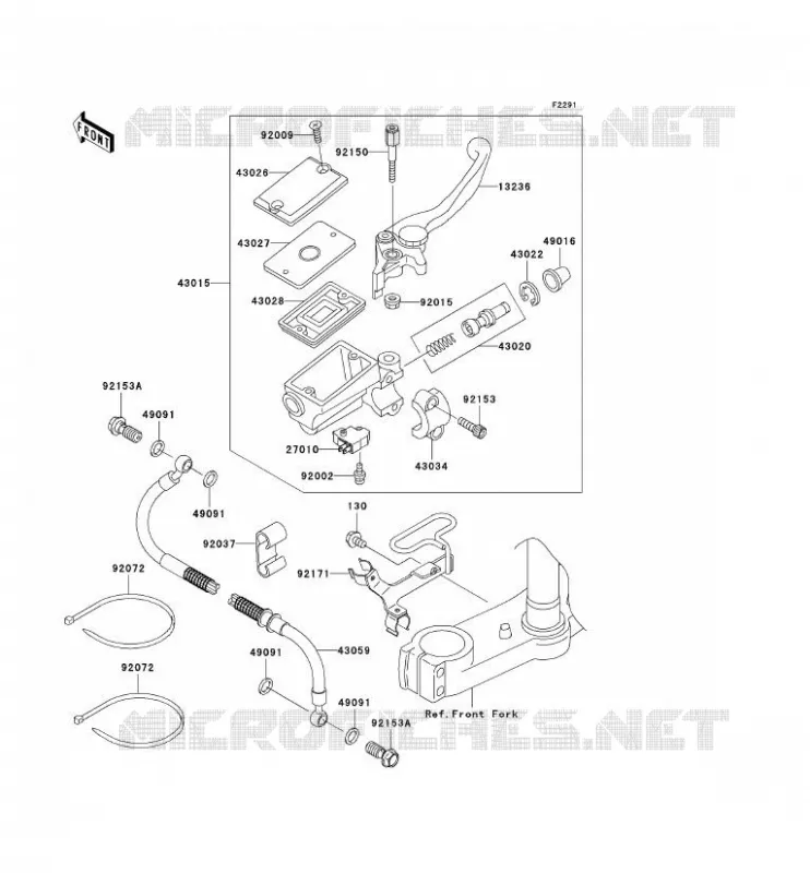 MAITRE CYLINDRE AV Kawasaki MOTOS 500 2007 KLE500  KLE500B7F