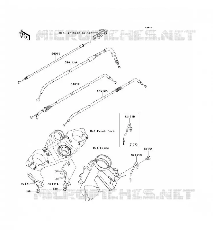 CABLES Kawasaki MOTOS 650 2007 VERSYS 650  KLE650A7F