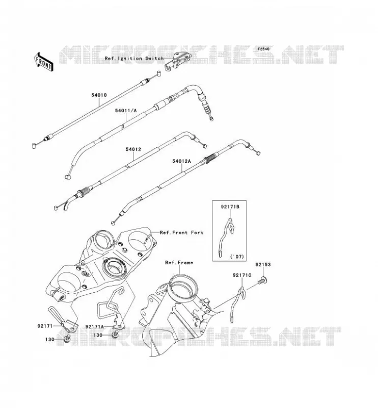 CABLES Kawasaki MOTOS 650 2007 VERSYS 650  KLE650A7F
