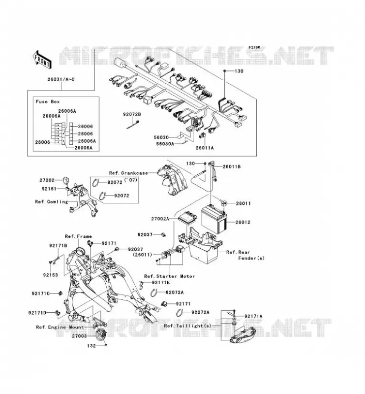 CHASSIS EQUIPMENT ELECTRIQUE Kawasaki MOTOS 650 2008 VERSYS 650  KLE650A8F