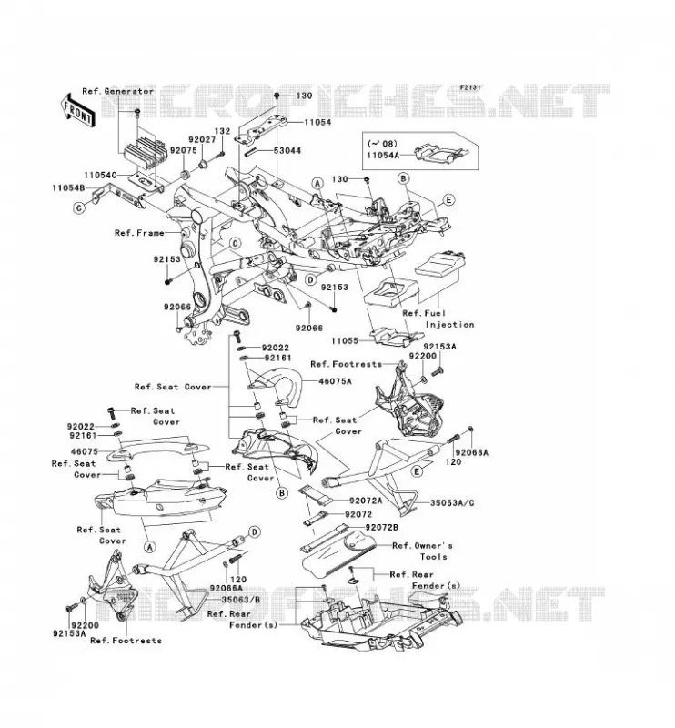 PIECE DE CADRE (COUVERTURE) Kawasaki MOTOS 650 2008 VERSYS 650  KLE650A8F