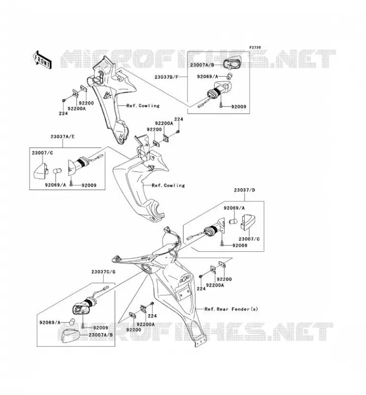 CLIGNOTANTS Kawasaki MOTOS 650 2008 VERSYS 650  KLE650A8F