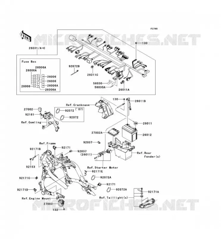 CHASSIS EQUIPMENT ELECTRIQUE Kawasaki MOTOS 650 2008 VERSYS 650  KLE650A8F