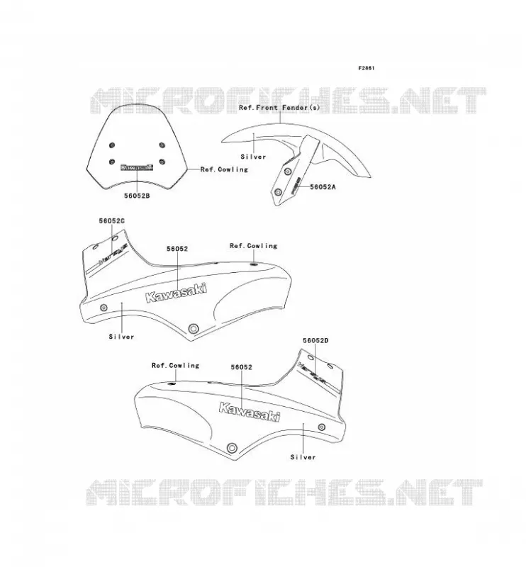 DECALS(SILVER) Kawasaki MOTOS 650 2007 VERSYS 650  KLE650B7F
