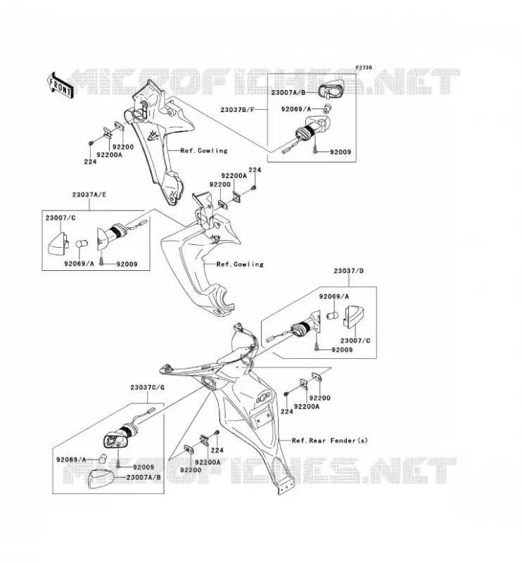 CLIGNOTANTS Kawasaki MOTOS 650 2008 VERSYS 650  KLE650B8F