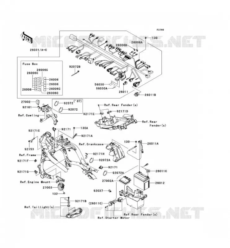 CHASSIS EQUIPMENT ELECTRIQUE Kawasaki MOTOS 650 2009 VERSYS 650  KLE650B9F