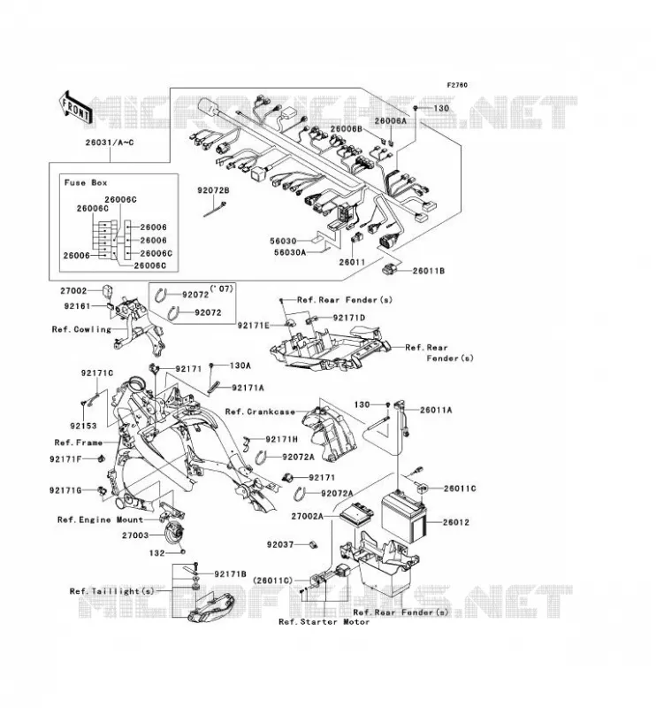 CHASSIS EQUIPMENT ELECTRIQUE Kawasaki MOTOS 650 2009 VERSYS 650  KLE650B9F
