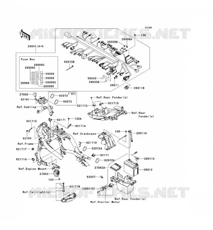 CHASSIS EQUIPMENT ELECTRIQUE Kawasaki MOTOS 650 2009 VERSYS 650  KLE650B9F
