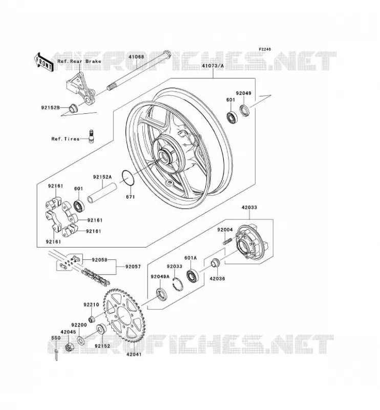 MOYEU ARRIERE Kawasaki MOTOS 650 2009 VERSYS 650  KLE650B9F
