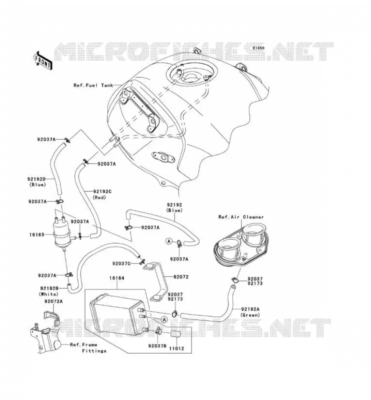 SYSTEME D'EVAPORATION CARBURANT(CA) Kawasaki MOTOS 650 2011 VERSYS 650  KLE650CBF